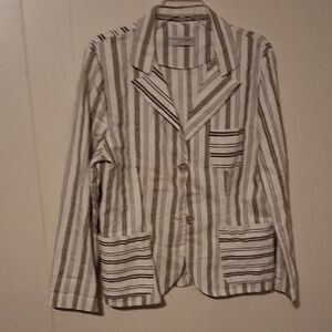 Striped Women's Blazer in Beige and Brown